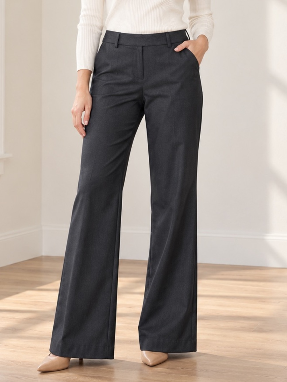 Express Design Studio Size 6 Sheen Trouser Pants Wide Leg Flare Y2K